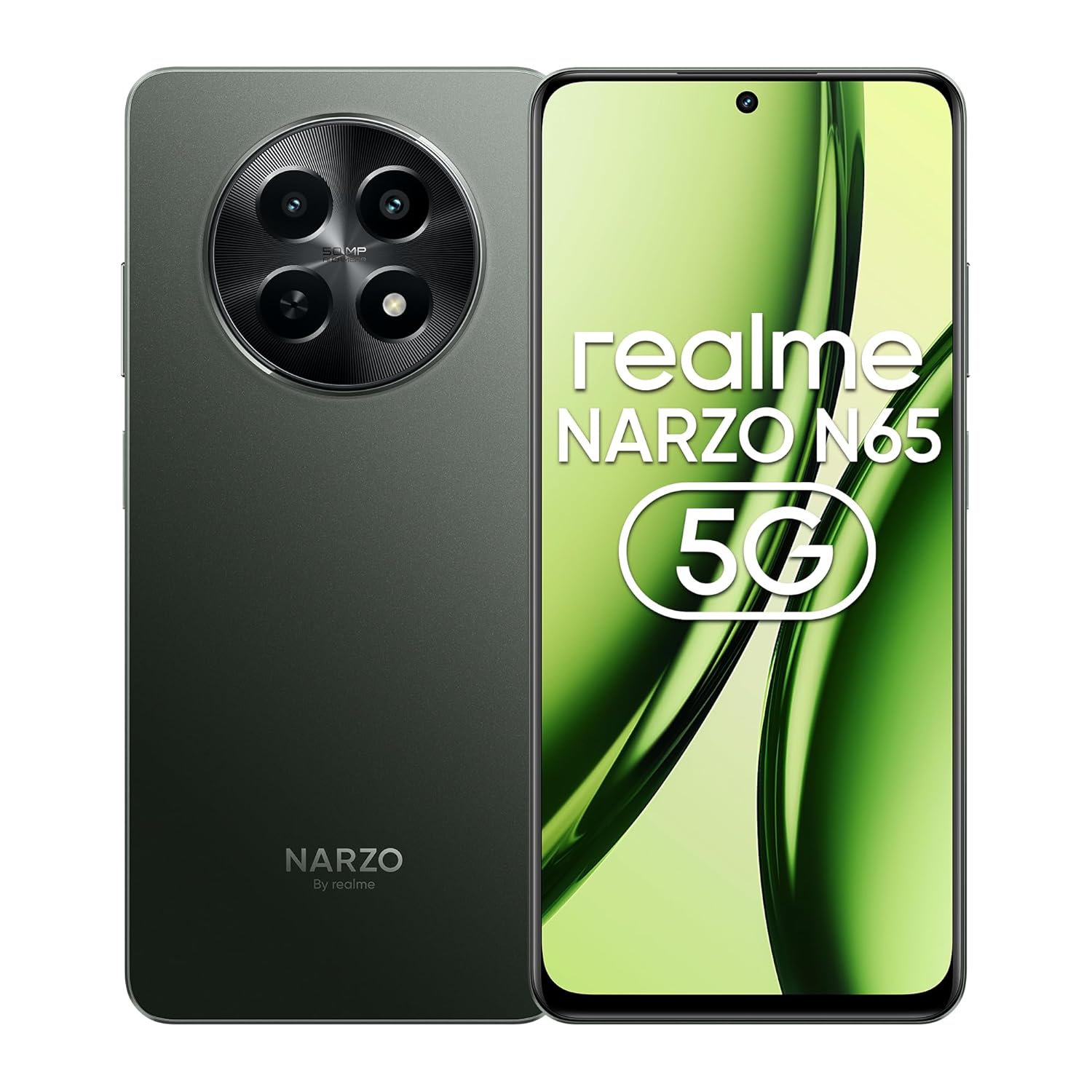 realme NARZO N65 5G (Deep Green 4GB RAM, 128GB Storage) India’s 1st D6300 5G Chipset | Ultra Slim 190g Design | 120Hz Eye Comfort Display | 50MP AI Camera| Charger in The Box