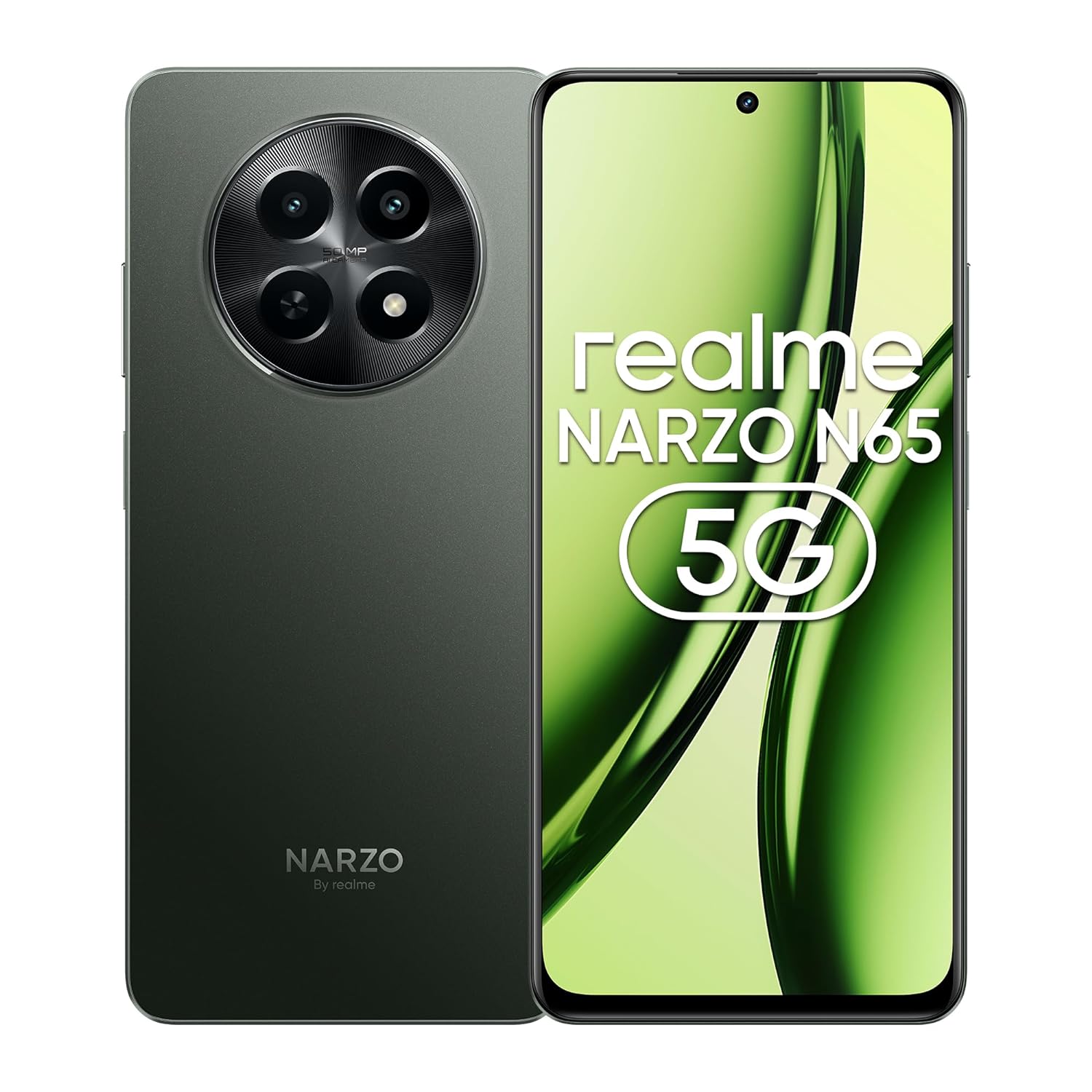 realme NARZO N65 5G (Deep Green 6GB RAM, 128GB Storage) India’s 1st D6300 5G Chipset | Ultra Slim Design | 120Hz Eye Comfort Display | 50MP AI Camera| Charger in The Box