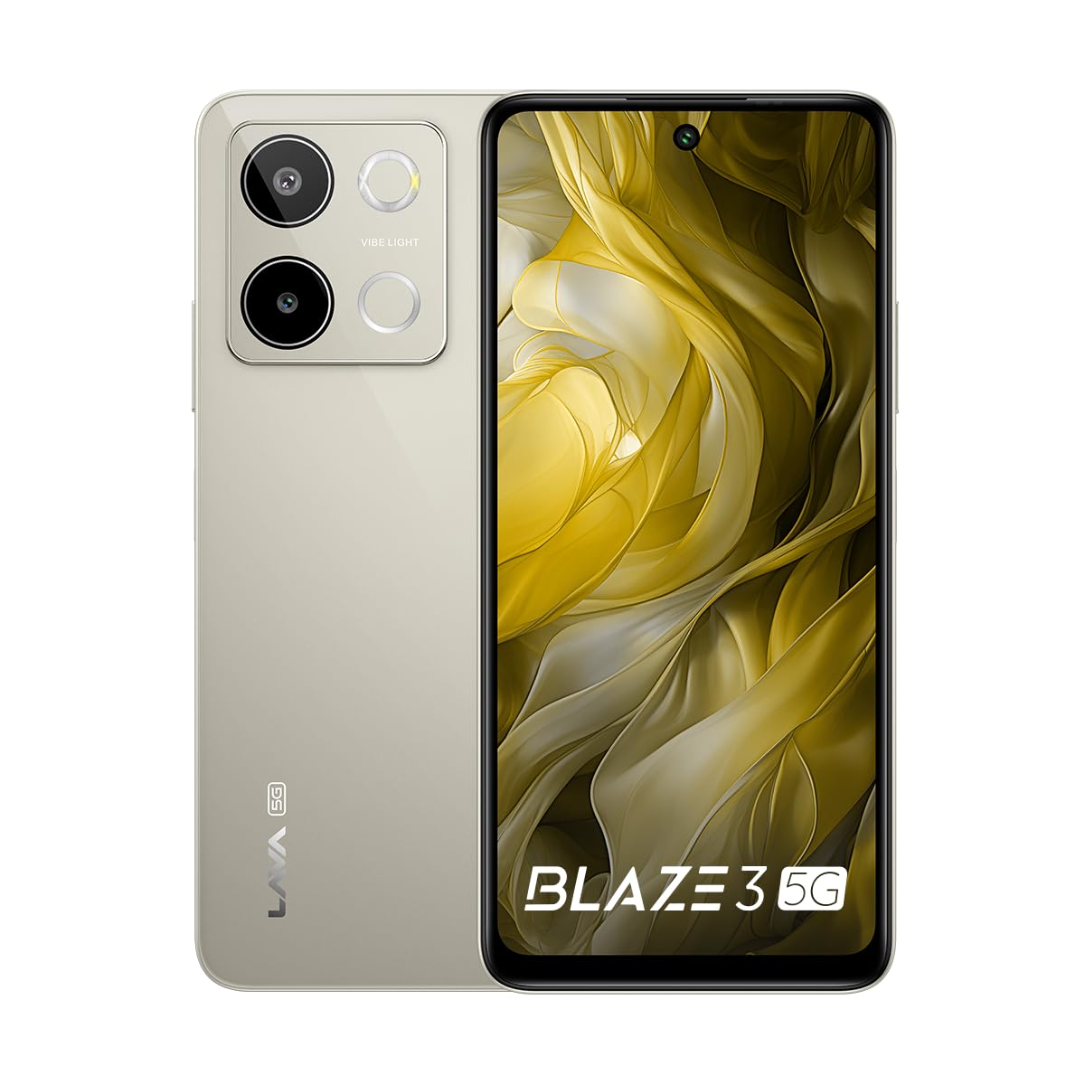 Lava Blaze 3 5G (Glass Gold, 6GB RAM, 128GB Storage) | SuperFast Dimensity 6300 Processor | 90Hz Display | 50MP+2MP AI Camera with Vibe Light | 5000 mAh Battery | Glass Back | 18W Fast Charging