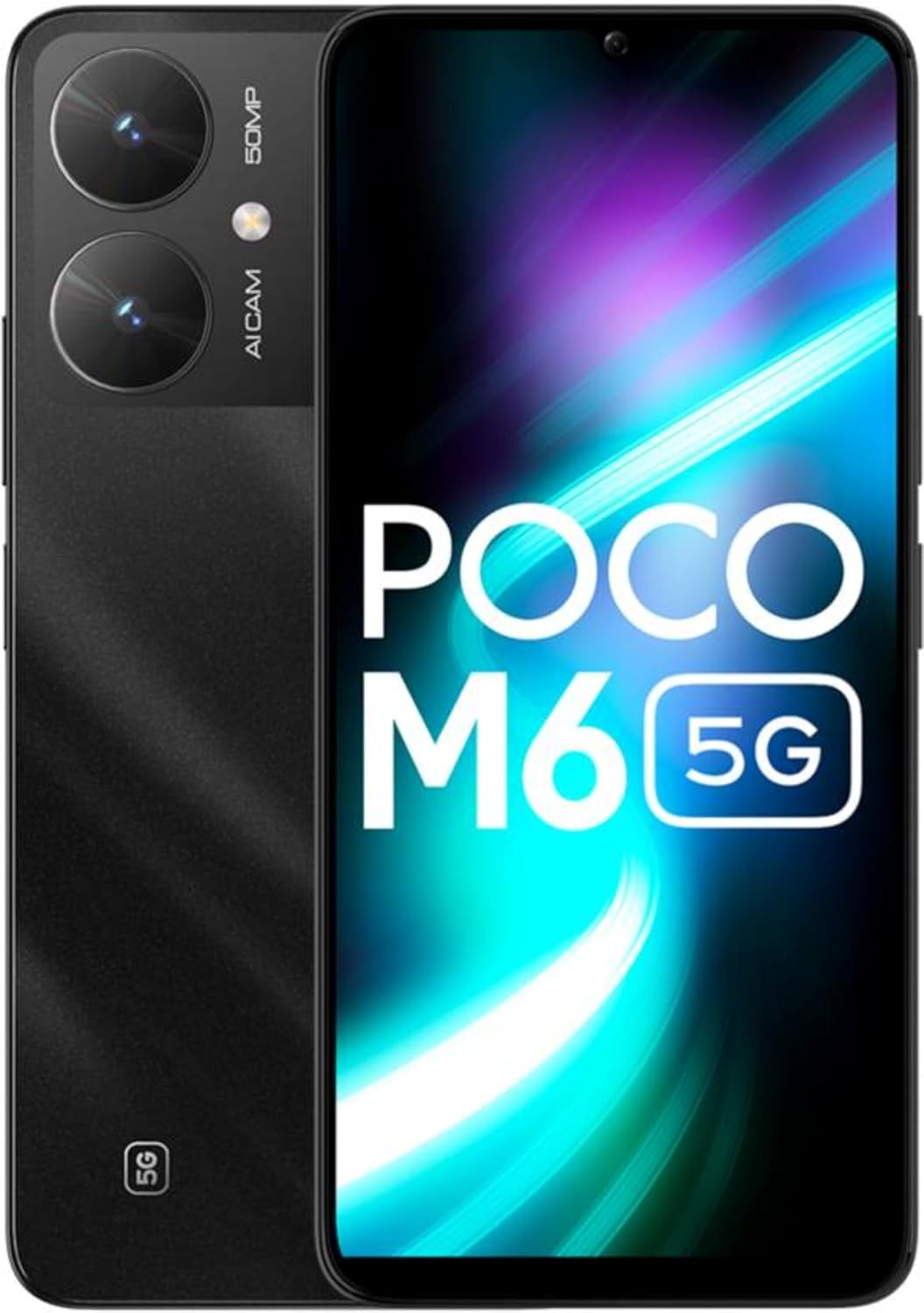 POCO M6 5G (Galactic Black, 8GB RAM, 256GB Storage) | MediaTek Dimensity 6100+ 5G Processor | 5000 mAh Battery + 18W Fast Charging | 50 MP AI Dual-Camera System & Side Fingerprint Sensor