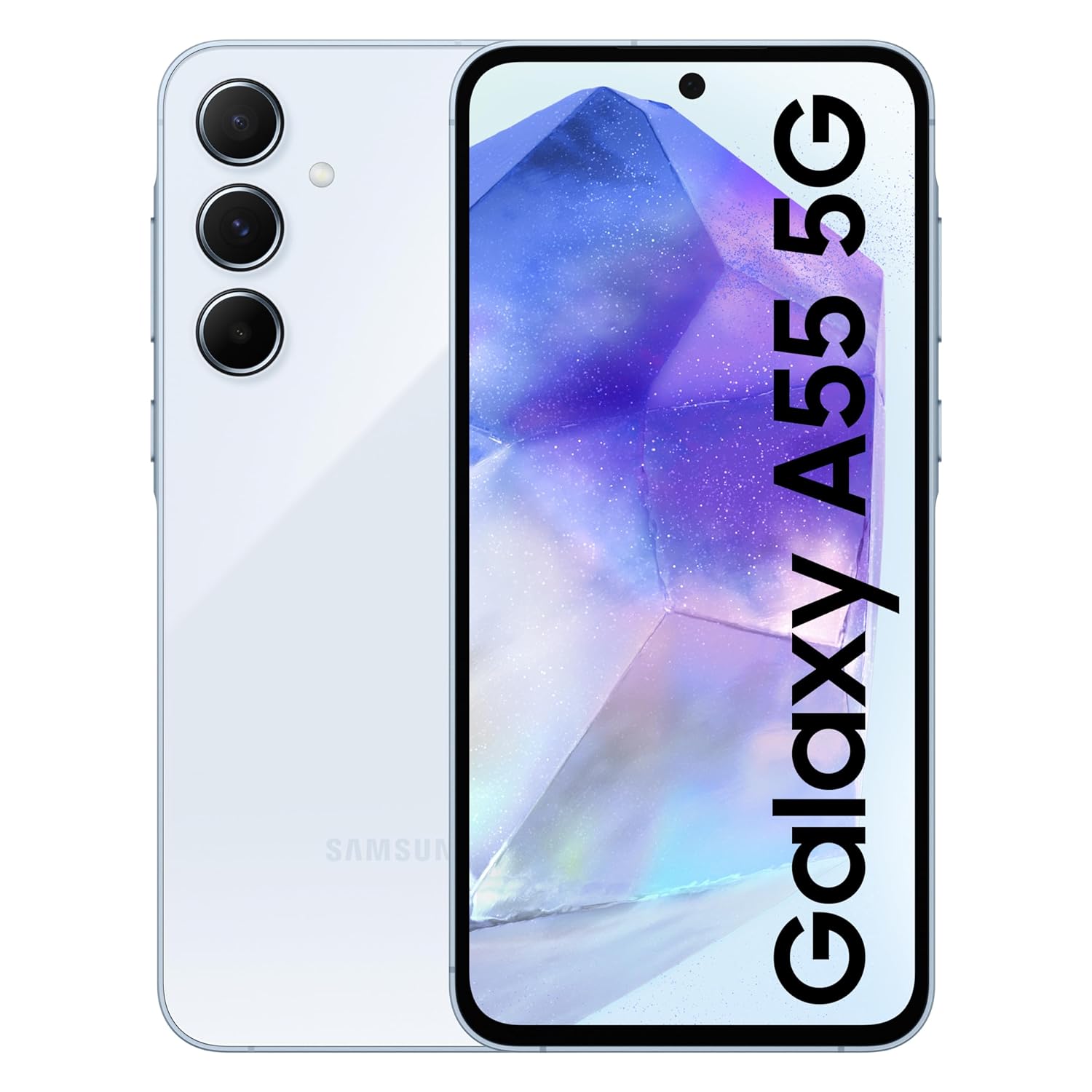 Samsung Galaxy A55 5G (Awesome Iceblue, 8GB RAM, 256GB Storage) | Metal Frame | 50 MP Main Camera (OIS) | Nightography | IP67 | Corning Gorilla Glass Victus+ | sAMOLED with Vision Booster