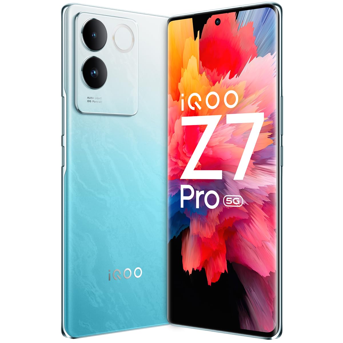 iQOO Z7 Pro 5G (Blue Lagoon, 8GB RAM, 128GB Storage) | 3D Curved AMOLED Display | 4nm MediaTek Dimesity 7200 5G Processor | 64MP Aura Light OIS Camera | Segment’s Slimmest & Lightest Smartphone