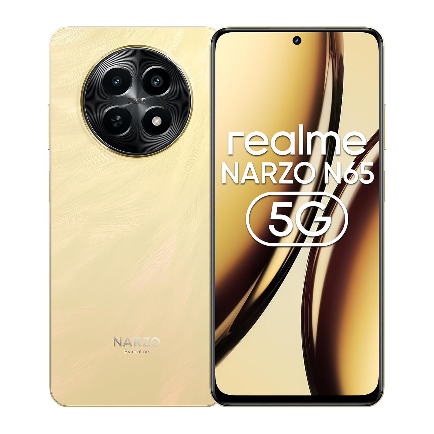 realme NARZO N65 5G (Amber Gold 4GB RAM, 128GB Storage) India’s 1st D6300 5G Chipset | Ultra Slim Design | 120Hz Eye Comfort Display | 50MP AI Camera| Charger in The Box